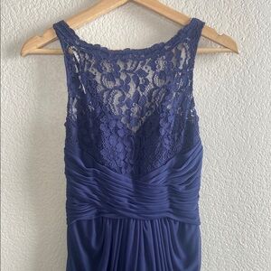 Elegant Navy Lace Evening Dress